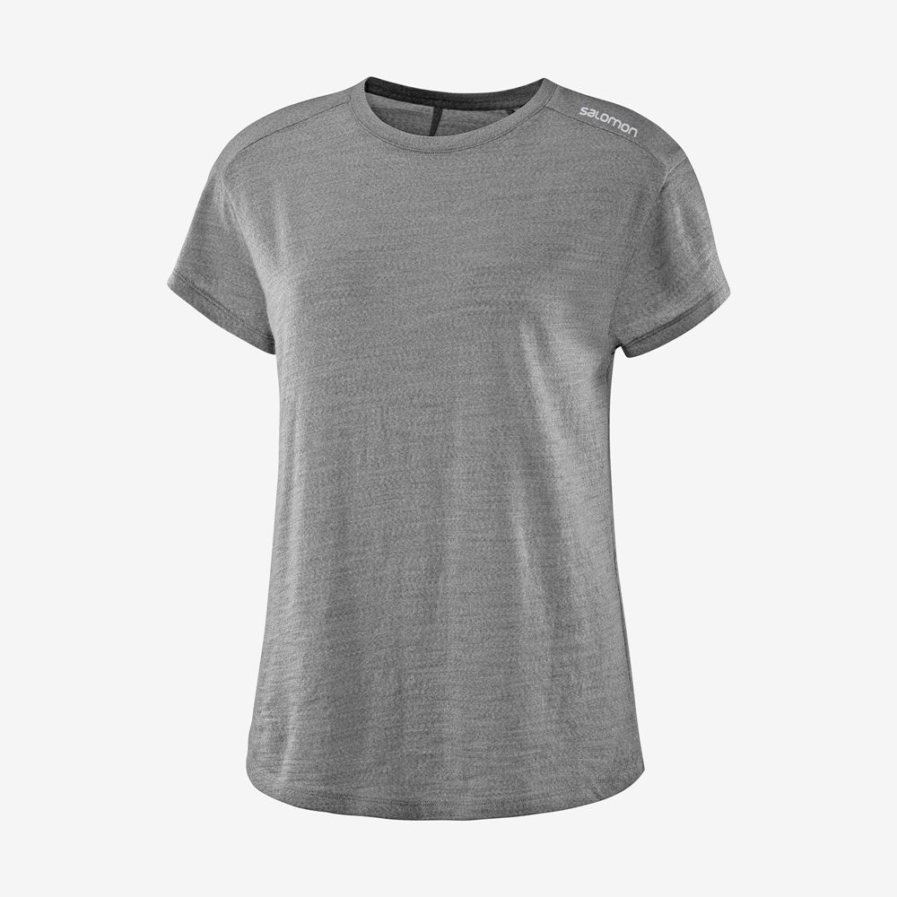 SALOMON OUTLIFE MERINO SS W Philippines - Women's Tee Shirts - Mid Grey | 409251-OSQ